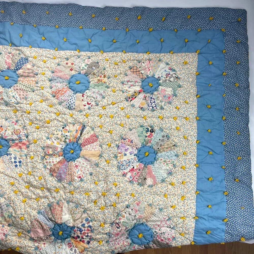 Antique 1920s Quilt Historical Society Dresden Patchwork Vintage Handmade Unique